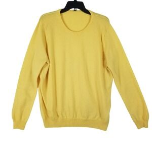 WoolOvers Yellow Merino‎ Wool Cashmere Blend Crew Neck Sweater A13LT Mens XL